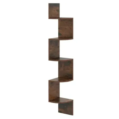 5 etaj agățat colț raft bookcase Wall-montat Schweberegal Brown