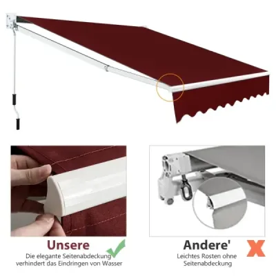 2,5 x 2 m braț articulat coperta cu UV & materiale rezistente la apă și manivelă soare vin roșu