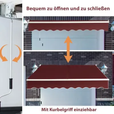 2,5 x 2 m braț articulat coperta cu UV & materiale rezistente la apă și manivelă soare vin roșu
