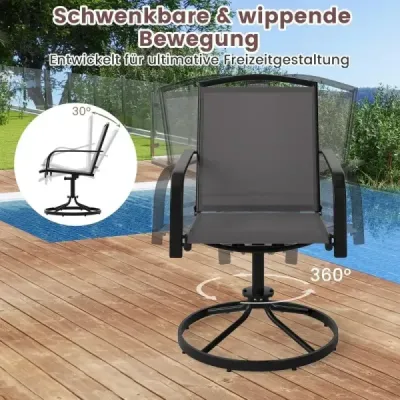 2 Set 360° Scaune de gradina rotativa cu scaune de tesatura de uscat rapida