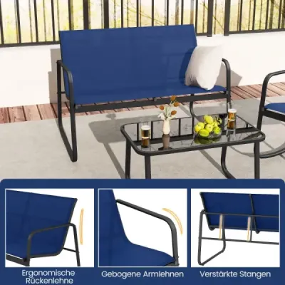 4 bucăţi. Set mobilier terasa cu miscare usoara set scaun setat pentru 4 persoane Albastru