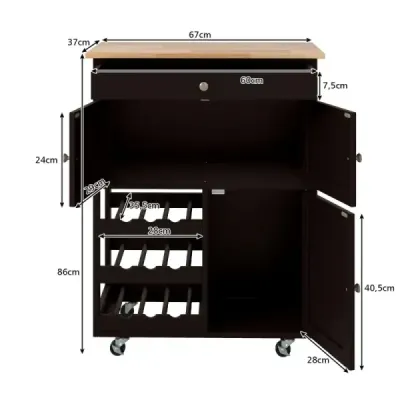 coș de bucătărie cu sertare & 3 etaje raft vin & worktop servire coș Brown