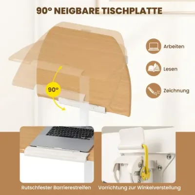 inaltime masa laterala reglabila cu 90° tabel înclinat de sus & roluri Stand de birou stand pliabil