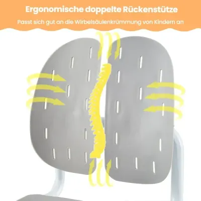 Scaun pentru copii Scaun pentru copii Scaun pentru copii cu dublu suport spate Gri