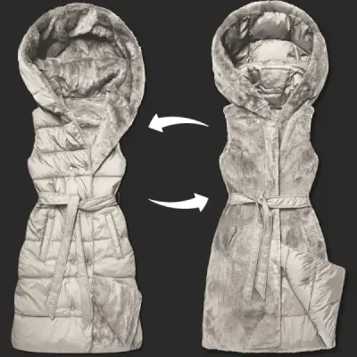 Vestă de blană pufoasă cu două fețe groasă (P3-6035-62)