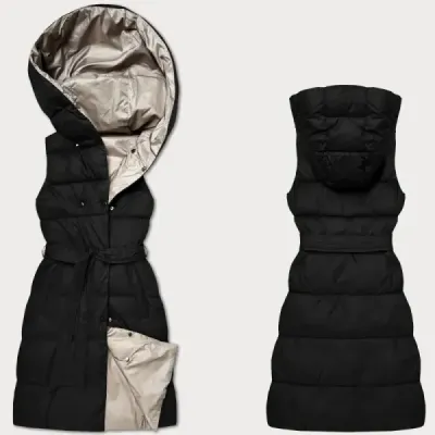 Vestă bej negru cu două fețe (P3-6016-1+62)