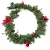 270 cm Garland artificial de Craciun cu iluminat &amp; pin &amp; flori rosii