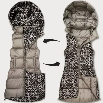 Hrubá dámska vesta z odopínatelnou kapucňou MODA2602 béžová