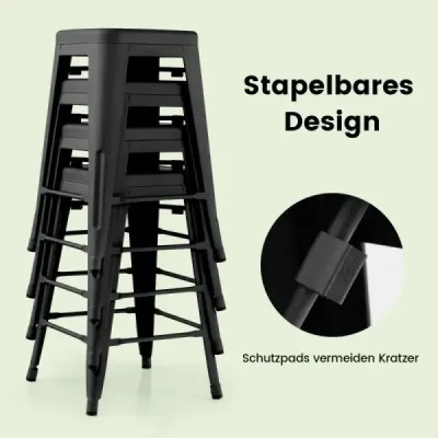 4 Set Bar Stool cu picioare de până la 150 kg Stool Stool Stool Stool Black