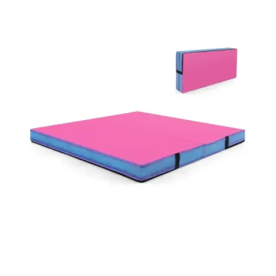 Gimnastica pliabila mat 122 x 122 x 10 cm grosime dublu pliabila de gimnastica tobe roz