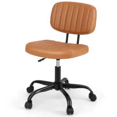 Scaun de birou ergonomic cu role scaun de birou Armless scaun pivotant căptușit maro