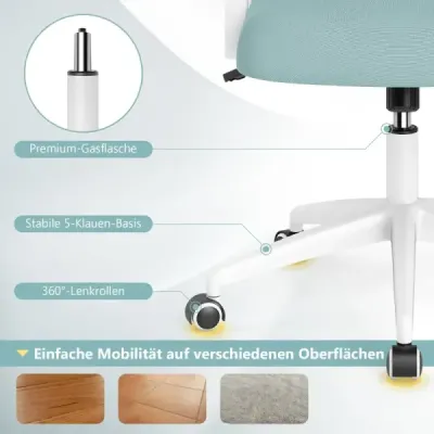 Scaun de birou ergonomic cu brațe pliante și funcția Wipp Scaun birou albastru