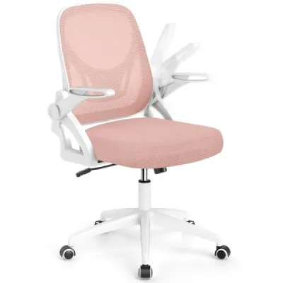 Scaun de birou ergonomic cu brațe pliante și funcția Wipp Scaun birou Rosa