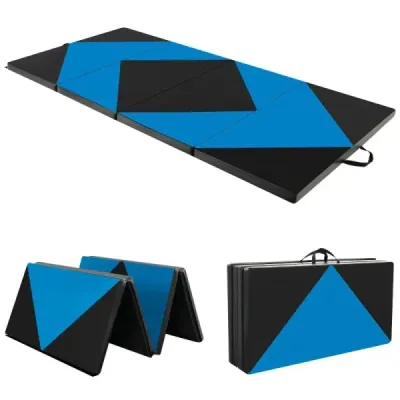 Preş pliabil moale podea mat Portable gimnastică mat Yoga mat 240 x 117 x 5 cm negru + albastru