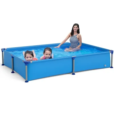 Piscină rectangulară în aer liber pentru copii de la 3 ani cu cadru metalic pentru curte 228 M x 159 M x 42 CM