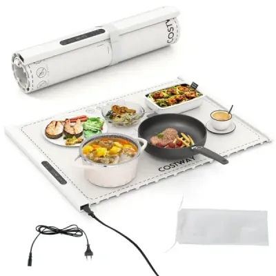 Electric Heat Mat Rollable Hot Plate Silicon Food Heater White