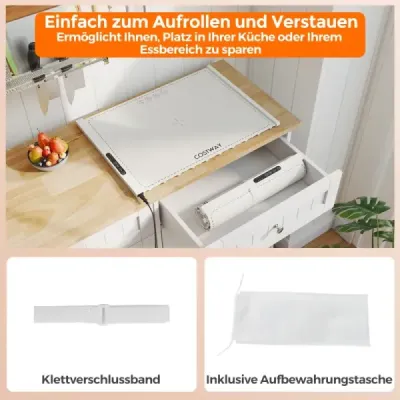 Electric Heat Mat Rollable Hot Plate Silicon Food Heater White