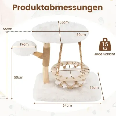 Lemn masiv zgarieturi copac cu agățat leagăn & sisal zgarieturi post Modern cat tree