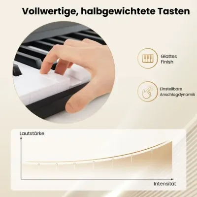 Tastatură pliabilă 88 cu funcție Split & 3 Moduri de învățare Tastatură neagră