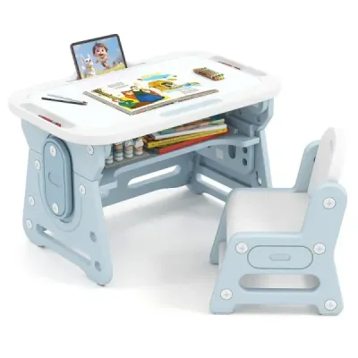 Masa pentru copii cu scaun & Neigbarem Whiteboard Grupul de scaune pentru copii reglabile Blue