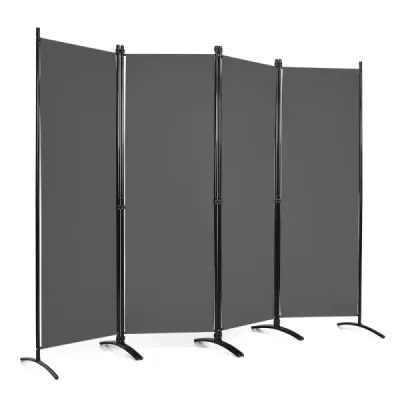 4 piese 173 cm Spaţiu mare separator Partiţie portabilă cu cadru de oţel gri