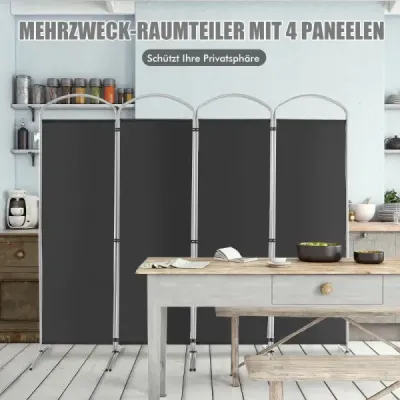 Spatiu pliabil cu 4 panouri partitie pentru casa 221 x 51 x 188 cm gri