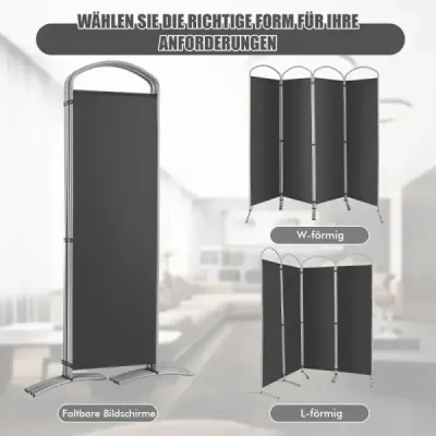 Spatiu pliabil cu 4 panouri partitie pentru casa 221 x 51 x 188 cm gri