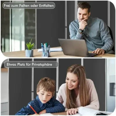 Spatiu pliabil cu 4 panouri partitie pentru casa 221 x 51 x 188 cm gri