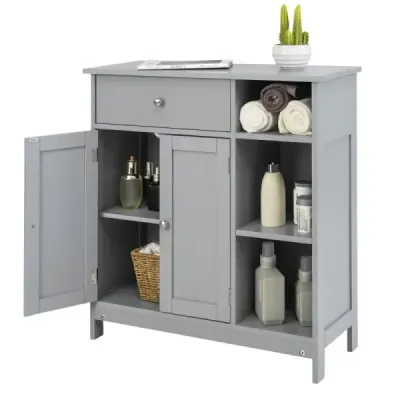 dulap baie cu sertar & usi & raft reglabil 75 x 30 x 80 cm gri