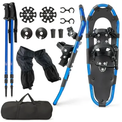 Pantofi de zăpadă versatile 63 cm pantofi de zăpadă ergonomice cu sistem de legare dublu ratchet albastru