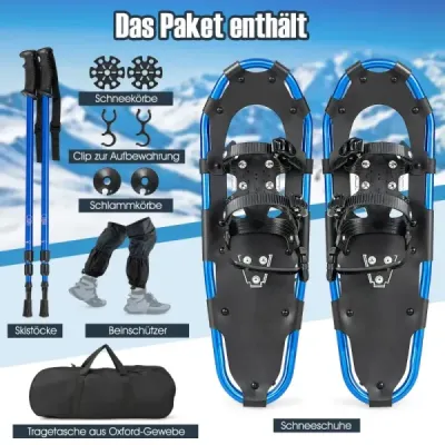 Pantofi de zăpadă versatile 63 cm pantofi de zăpadă ergonomice cu sistem de legare dublu ratchet albastru