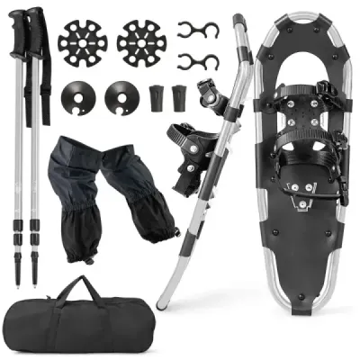 Pantofi de zăpadă versatil set 63 cm zăpadă ergonomice cu sistem dublu de legare clichet argintiu