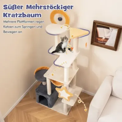 160 cm Scratch Tree cu Sisal scratching post & -Brett & House Multi-storey cat tree Cat Tower