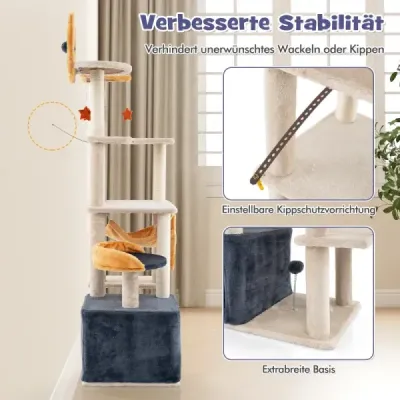 160 cm Scratch Tree cu Sisal scratching post & -Brett & House Multi-storey cat tree Cat Tower
