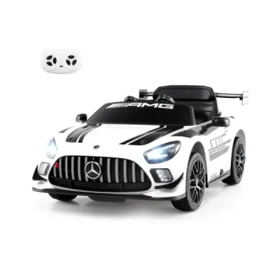 Masina auto cu licență Mercedes-AMG GT3 pentru copii cu telecomandă 3 viteze Alb