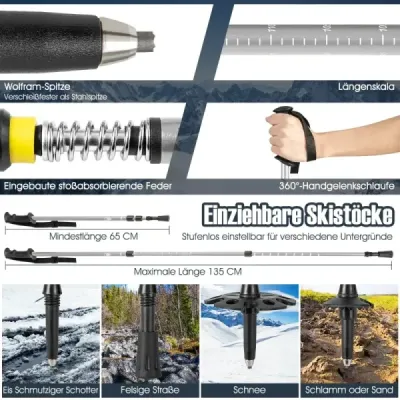 Pantofi de zăpadă versatil set 53 cm zăpadă ergonomice cu sistem dublu de legare ratchet argint