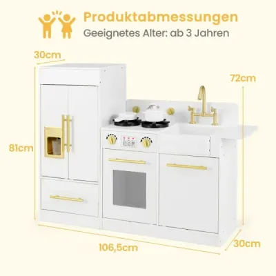Copii joacă bucătărie Set cu Sink & Icemaker & Sink Wood Toy Kitchen Set alb
