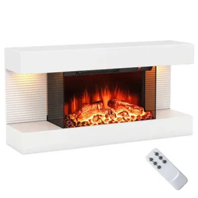 Semineu electric cu incalzire si lumini laterale LED Smoothing șemineu perete cu telecomandă