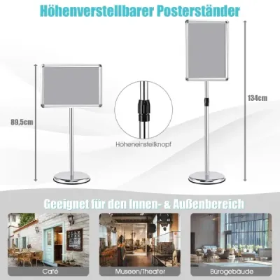 2 set inaltime reglabil A3 info stand poster turnable stand client opri argint