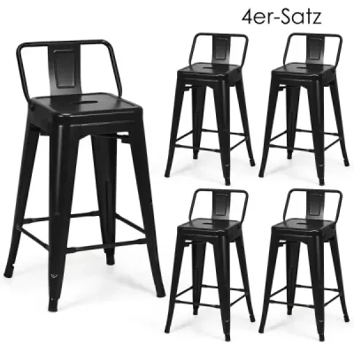 4 Set Bar Stool Scaun de bar Vintage Seat Stackable Înălțime 62 cm Metal până la 150 kg