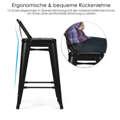 4 Set Bar Stool Scaun de bar Vintage Seat Stackable Înălțime 62 cm Metal până la 150 kg