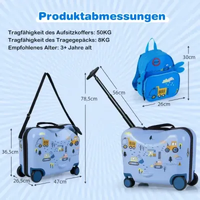 2 piese cutie pentru copii + rucsac 47 cm cutie de scaun lung și 30 cm excavator rucsac larg