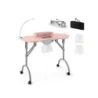 Masa de manichiura pliabila cu colector electric de praf masa cosmetica portabila cu lampa flexibila de masa LED roz