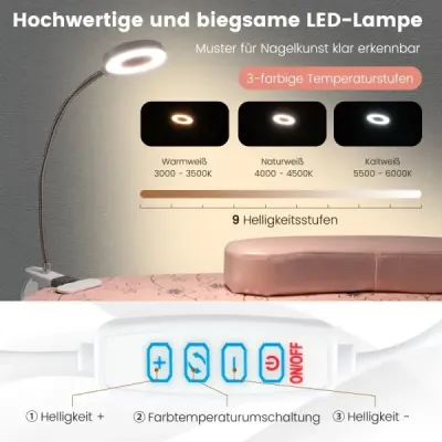Masa de manichiura pliabila cu colector electric de praf masa cosmetica portabila cu lampa flexibila de masa LED roz