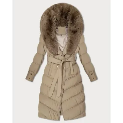 Jacheta de iarna cu guler de blana S'west bej (R8500-12)