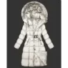 Jacheta de iarna lunga si grosa cu centura ecru Minority (P3-6033-12)