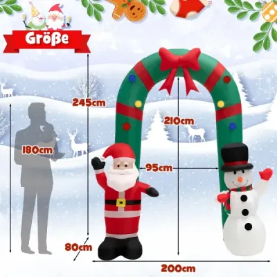245 cm Mare Crăciun Torbow gonflabil cu Santa & Snowman decorare