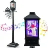 155 cm Halloween decorare lampă stradă cu 6-colorate LED-uri și muzică și negru zăpadă efect