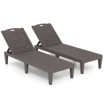 2 a stabilit lounger soare cu backrest reglabil plastic rezistent la vreme gradina canapea maro