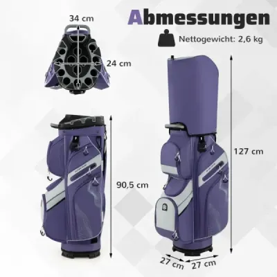 Pungă de golf cu 14 el divizare & care transportă curea & curcubeu & 11 saci Ușor Golf sac Violet